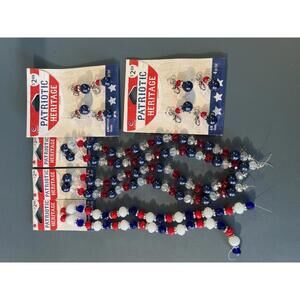 Patriotic Heritage Red, White, and Blue Beaded Strands and Charm Sets (SR1149)